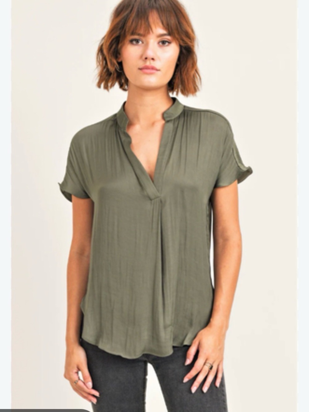 RESET By Jane Esme Olive V Neck Blouse small